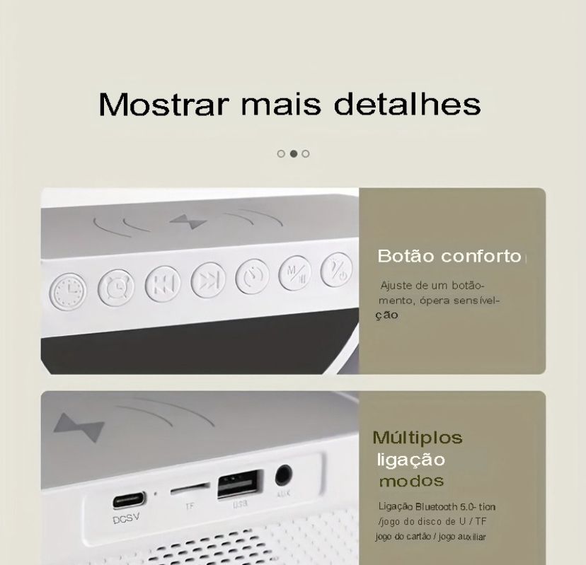 G Speaker c/ Relógio e Som Bluetooth